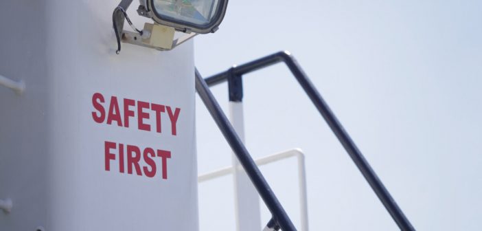 Safety first message on a tugboat